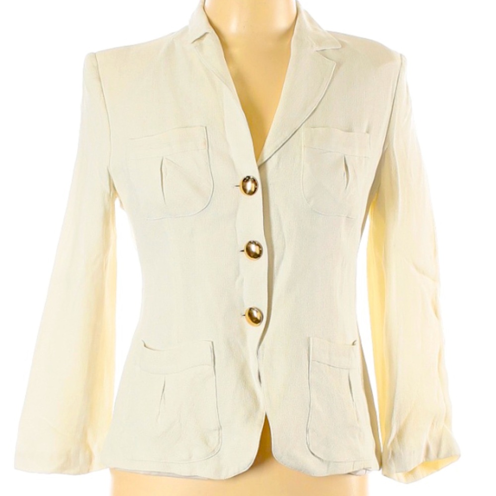 Emporio Armani Ivory Silk Blend Blazer